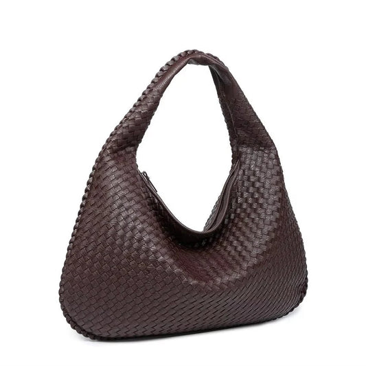 Minimal Woven Leather Hobo Bag