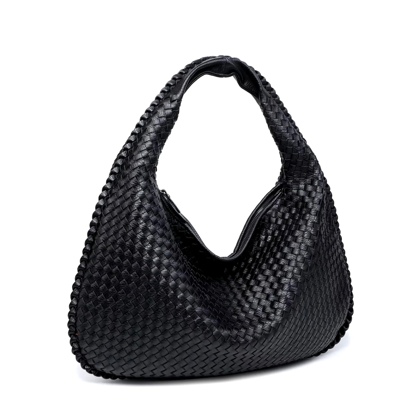 Minimal Woven Leather Hobo Bag