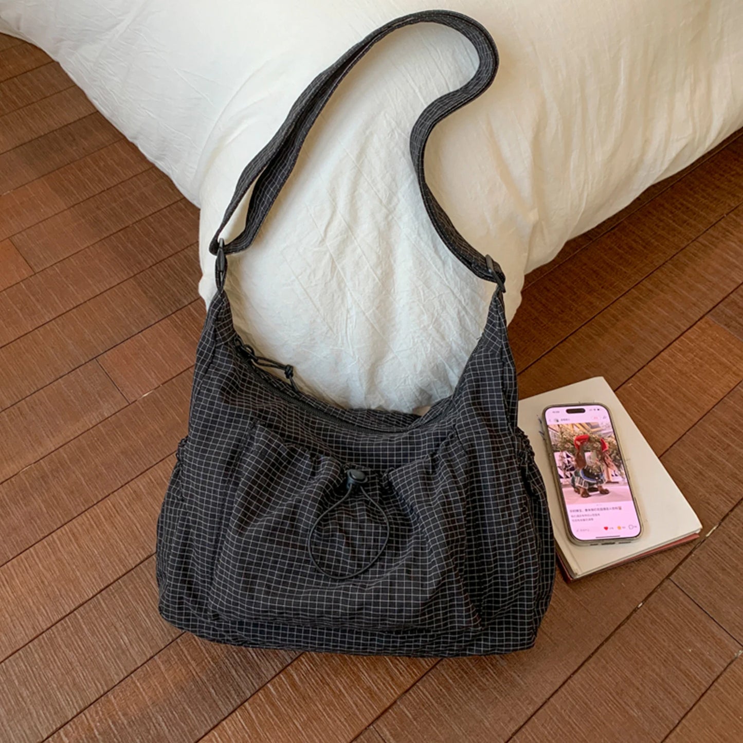 Midnight Grid Shoulder Bag