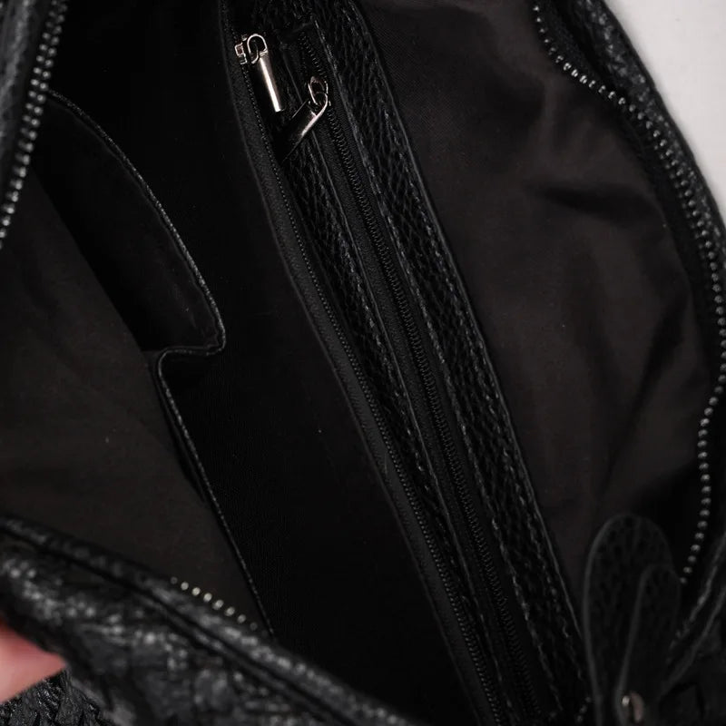 Minimal Woven Leather Hobo Bag
