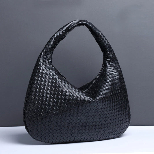 Minimal Woven Leather Hobo Bag