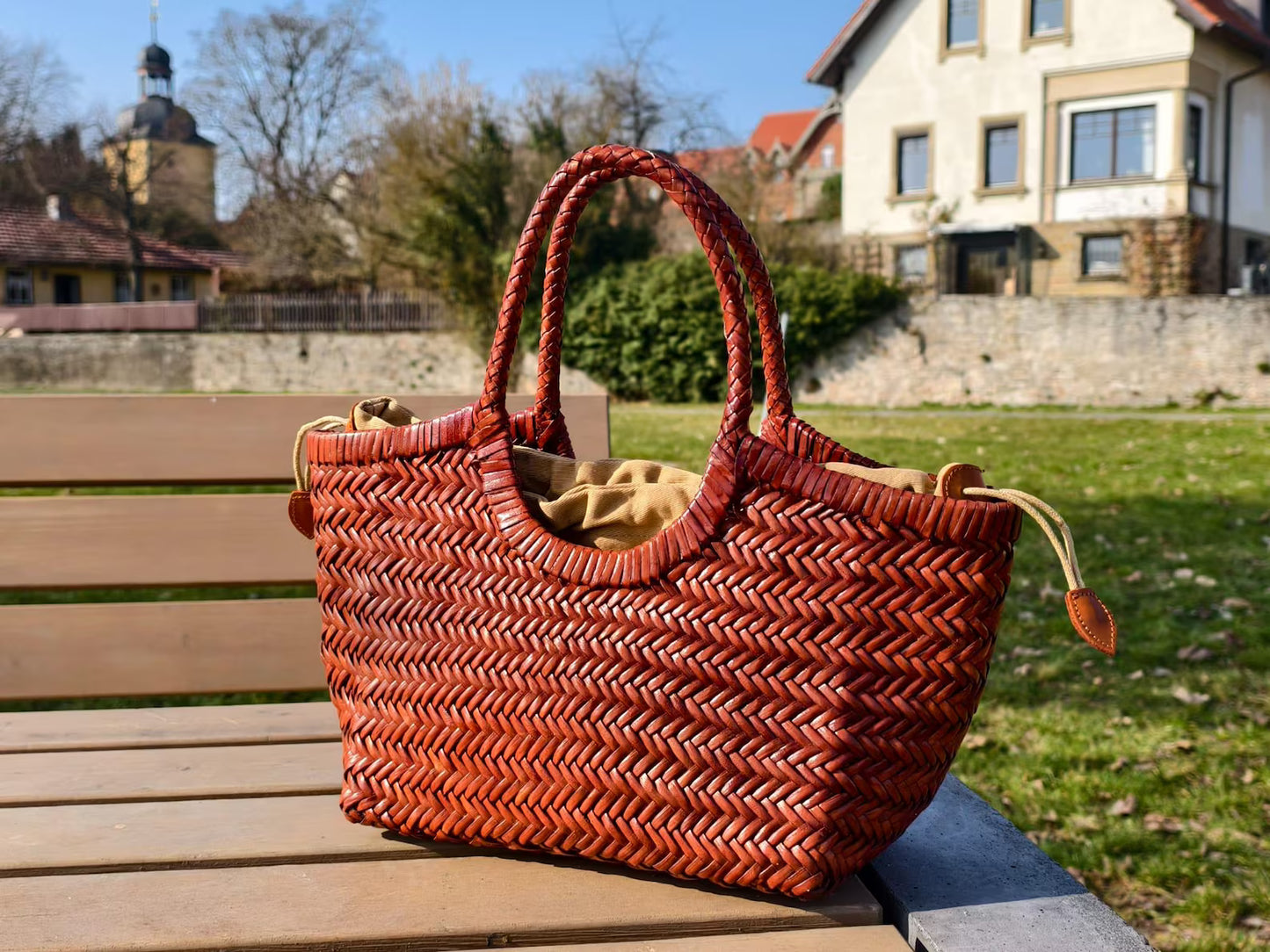 Handwoven Genuine Leather Tote