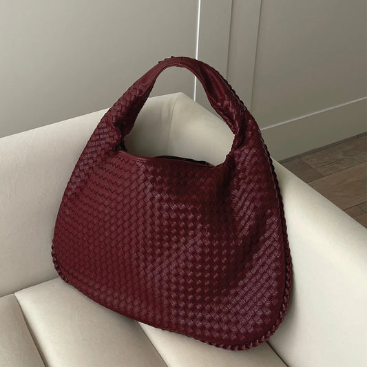 Minimal Woven Leather Hobo Bag