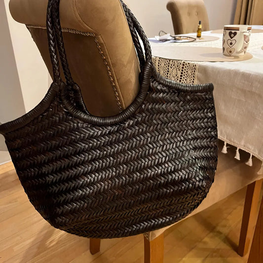 Handwoven Genuine Leather Tote