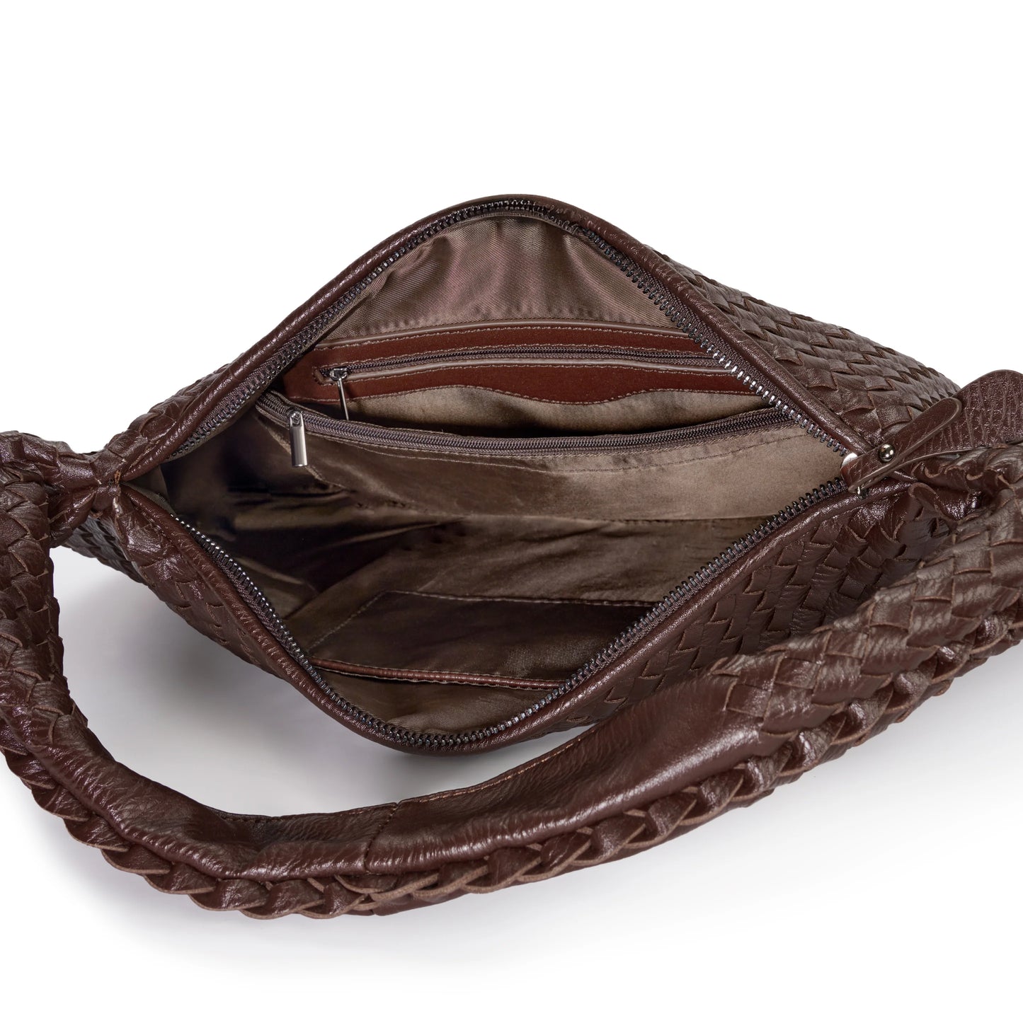 Minimal Woven Leather Hobo Bag